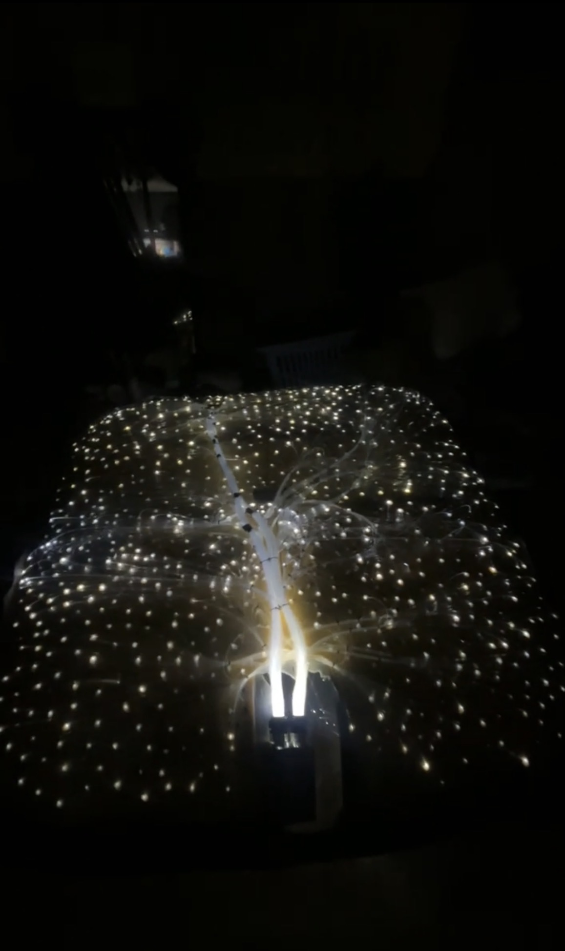 Starlight headliner glowing warm white before reinstall
